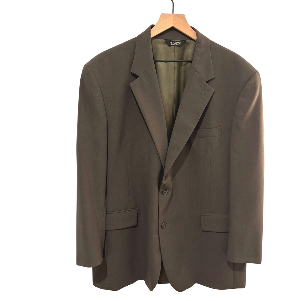Jos. A. Bank Wool 2-Button Blazer Mens 46R Olive Green Fully Lined Single Vent